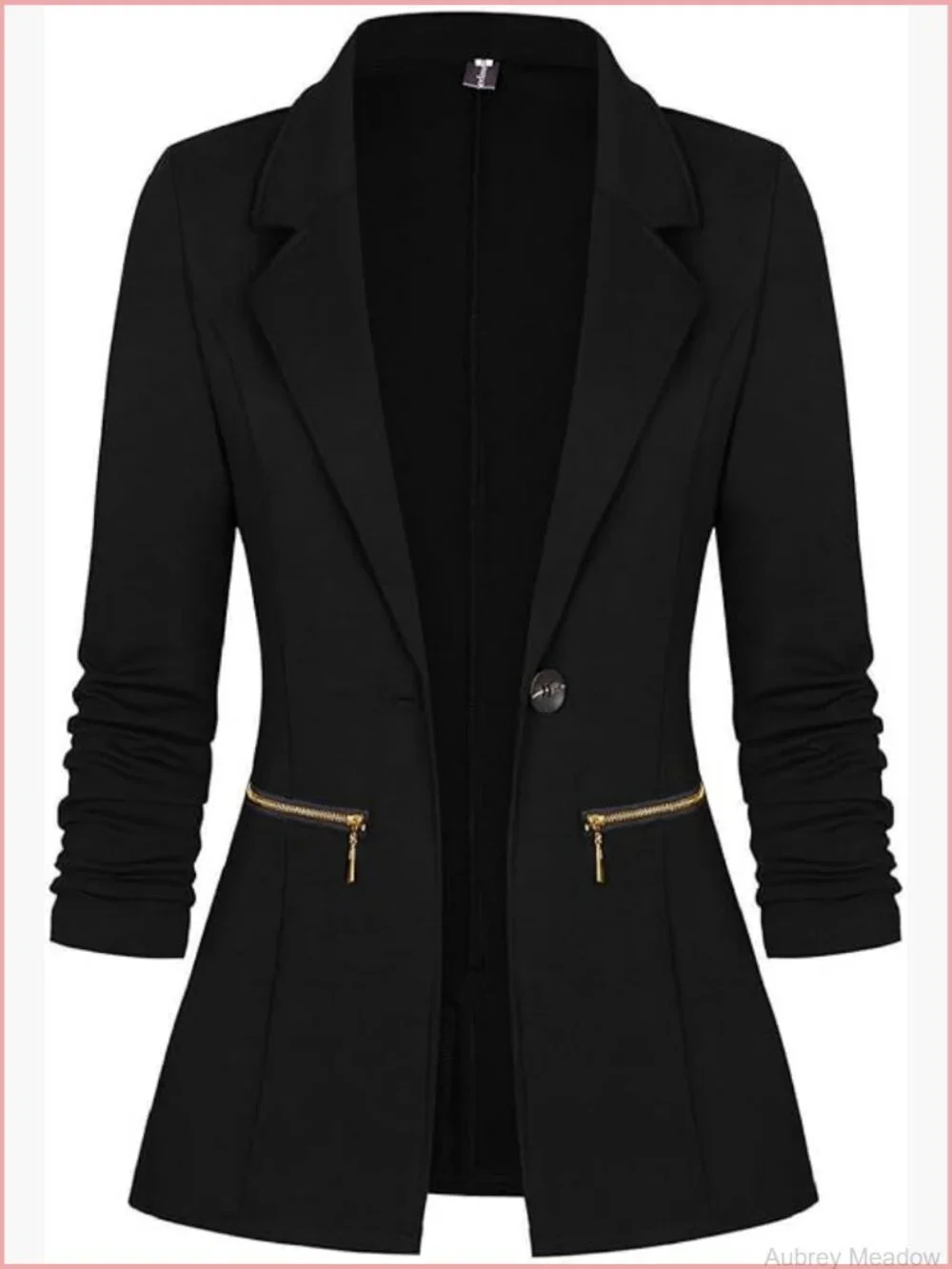 Long Sleeve Open Front Blazer Cardigan Work Jacket with Pockets